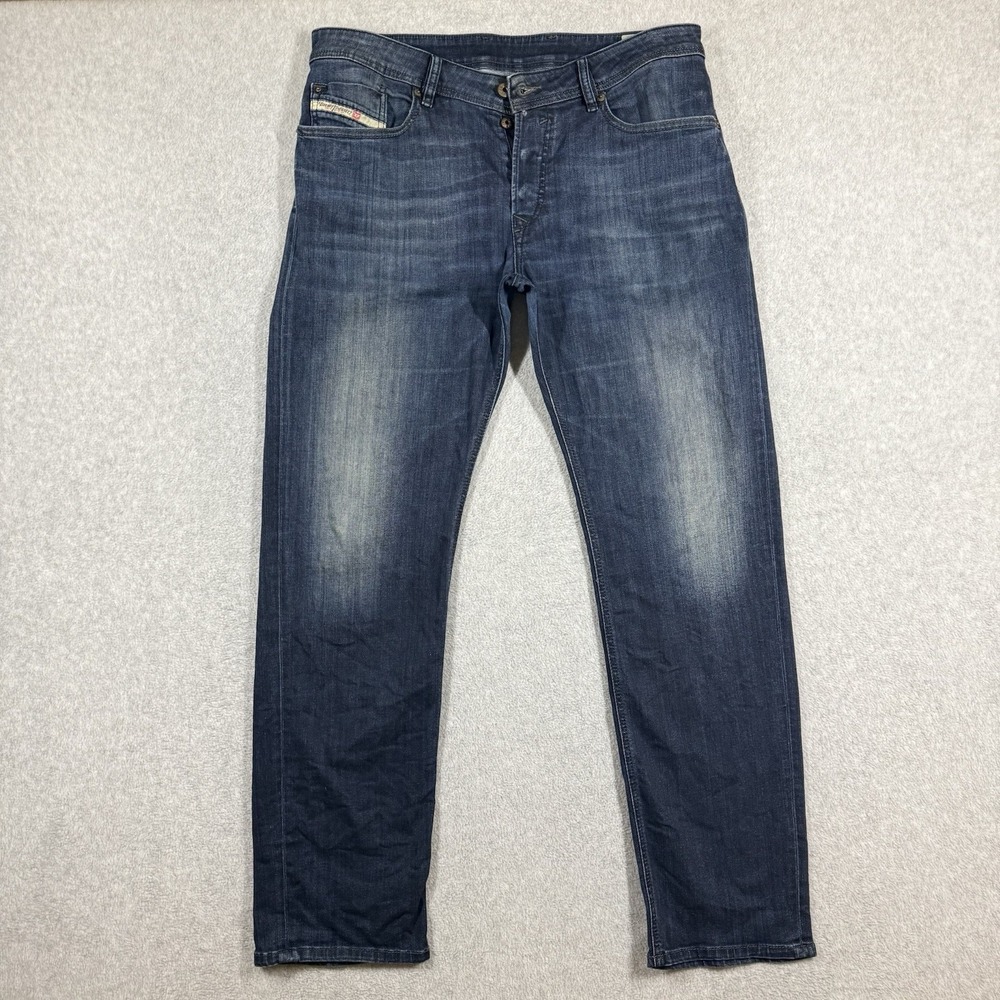 Diesel Jeans Men 33x32 Blue Waykee Straight Leg Stretch Faded Denim 0814W
